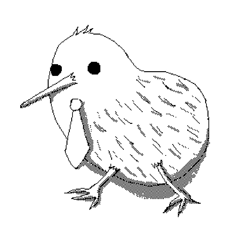 A kiwi using a tie.